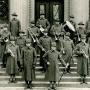The Student Army Training Corps’ unit band poses in front of the World Affairs Center. As many as 1,400 student soldiers were in residence at Beloit when the worst of the pandemic hit campus in 1918.